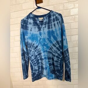 Earthbound Hippie  Blue Swirl Tie-dye Long Sleeve Top Size XL #3020
